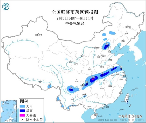                     暴雨蓝色预警：13省区市有大到暴雨湖北重庆等局地大暴雨                    1