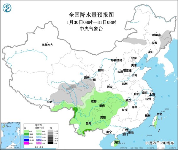                     今明两天青藏高原东部将有明显降雪 东部和南部海域有大风                    2