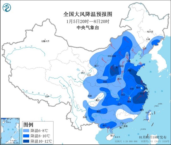                     寒潮蓝色预警：华北黄淮等部分地区降温幅度将超10℃                    1