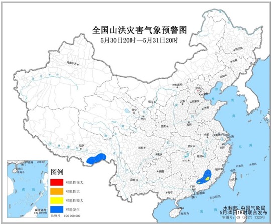                     福建江西广东西藏等部分地区可能发生山洪灾害                    1