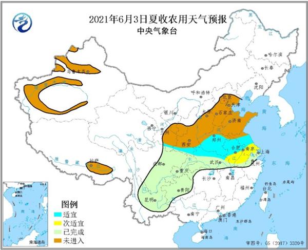                     6月2至4日豫皖苏等地天气晴好 利于夏收                    2