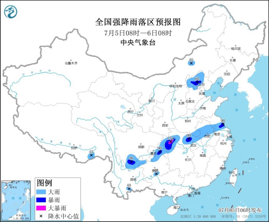                     暴雨蓝色预警：湖北重庆等地局地有大暴雨                    1