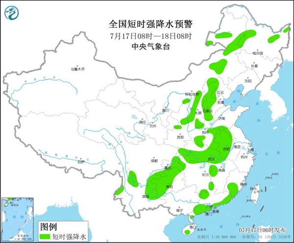                     强对流预警：北京安徽广东等19省区市部分地区有短时强降水                    2