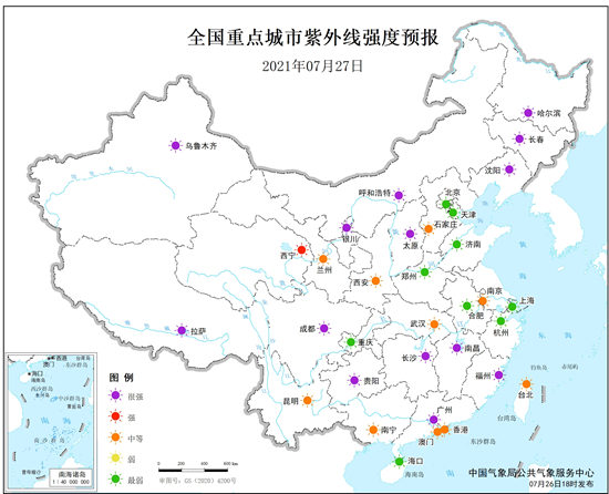                     健康气象预报：福建江西湖南等地部分地区较易发生中暑                    2