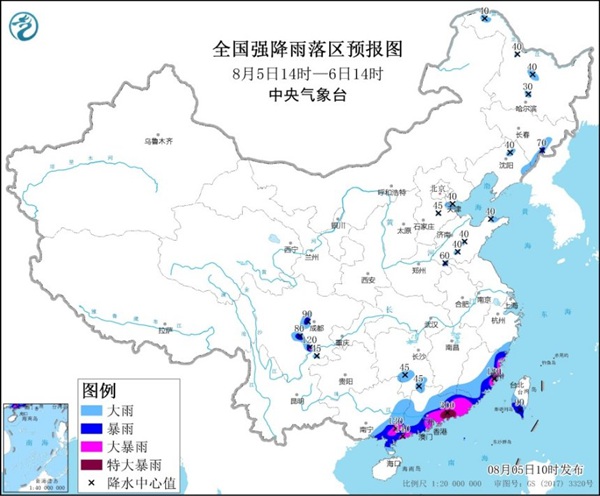                     暴雨黄色预警：福建广西广东部分地区有大暴雨                    1