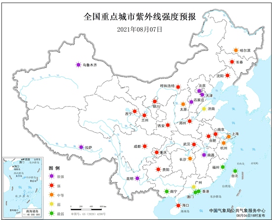                     健康气象预报：湖南贵州广西局部地区极易发生中暑                    2