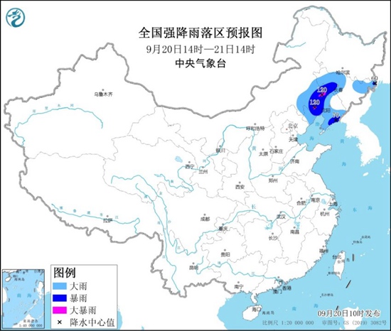 9月20日内蒙古辽宁等局地有大暴雨 小时雨量可达20至40毫米                    1